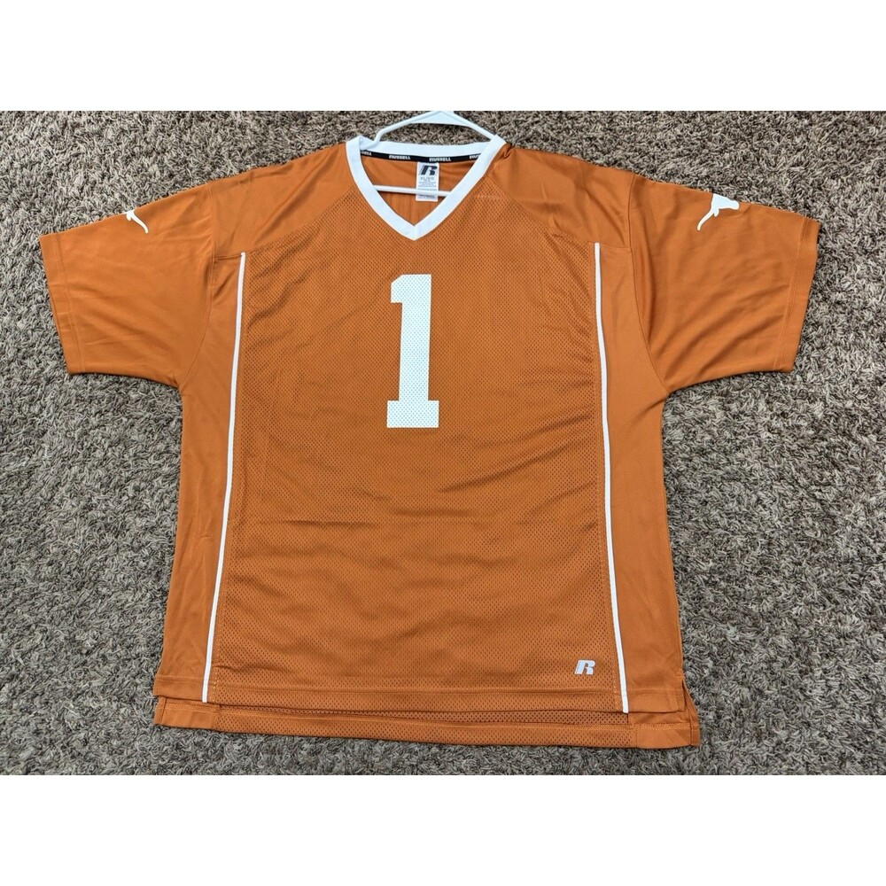 Texas Longhorns NCAA Men's Russell Athletic #1 Mesh Football Jersey Mens Size XL